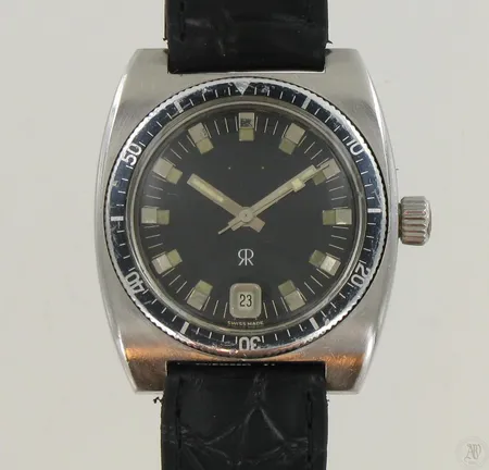 Miesten teräsrannekello Revue Automatic päivyrillä, 25 jewels, taulun Ø 38mm, nahkarannekkeella