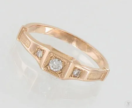 Timanttisormus 1xn.0.08ct 2xn.0.01ct, koko 17¾, 585, paino 2,2g Paino: 2,2 g