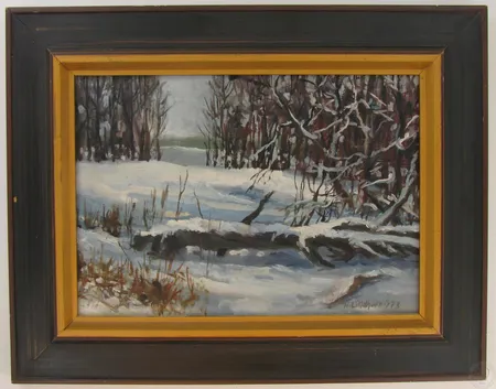 Öljyvärimaalaus levylle, signeeraus. H.Lindholm 1973, koko 180x245mm