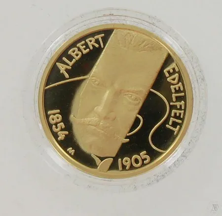 Kultaraha, 100euroa, Albert Edelfelt ja maalaustaide, vuodelta 2004, 900, paino 8,64g Paino: 8,6 g