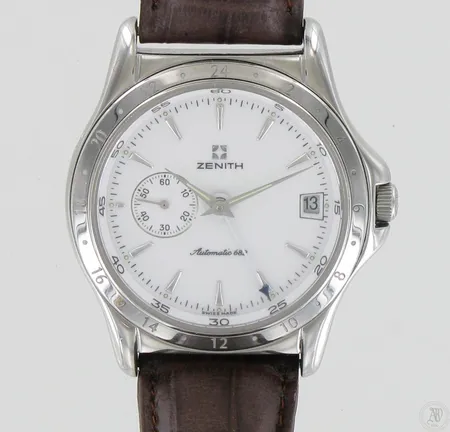 Miesten metallirannekello Zenith Elite GMT automatic, nahka ja metallirannekkeella, Ø 38mm, laatikossa