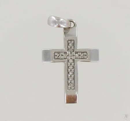 Ristiriipus timanteilla 12xn.0.005ct, 585 valkokulta, paino 1,2g Paino: 1,2 g