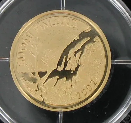 Kultaraha, Keskiyön aurinko, nimellisarvo 100 euroa, 900, paino 8,64g Paino: 8,6 g