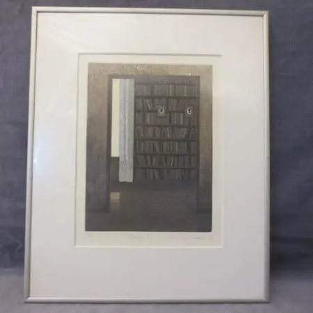 Taidegrafiikkaa, signeeraus Elina Luukanen, 1994, Dialogi II, 55/60, koko 190x250mm, kehysten kanssa 315x385mm.