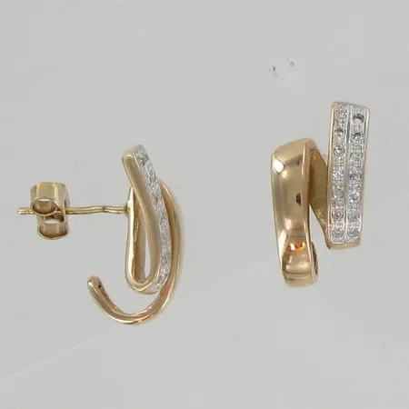 Timanttikorvakorut 27xn.0.005ct, korkeus 17mm, yksi timantti puuttuu, 585, paino 4,5g Paino: 4,5 g