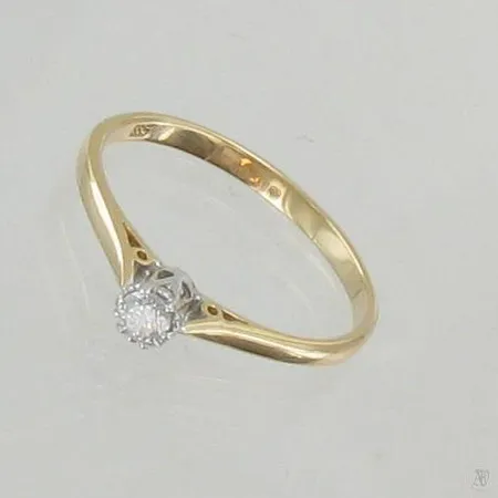 Timanttisormus 1xn.0.10ct, kaiverrettu, koko 18, 585, paino 1,6g Paino: 1,6 g