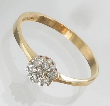 Timanttisormus 7xn.0.005ct, koko 17¼, 585, paino 1,5g Paino: 1,5 g