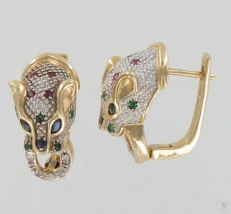 Smaragdikorvakorut rubiineilla ja timanteilla 8xn.0.005ct, korkeus 22mm, 585br, paino 12,2g Paino: 12,2 g