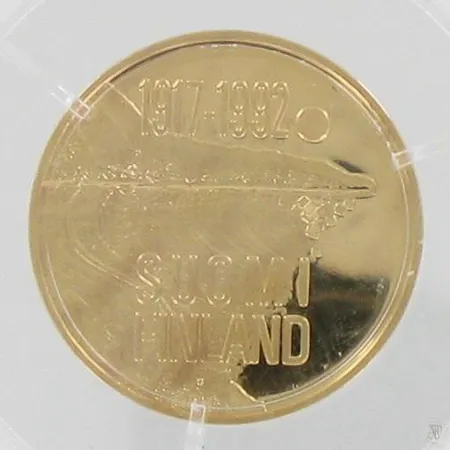 Kultaraha Suomi 1917-1992, nimellisarvo 1000mk, 900, paino 9,0g Paino: 9   g
