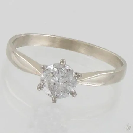 Timanttisormus 1xn.0.58ct, 585 valkokultaa, paino 2,0g Paino: 2   g
