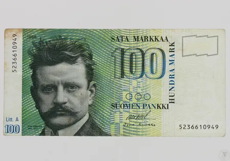 Suomen Pankin seteli, 100 markkaa, Litt. A, 1986.