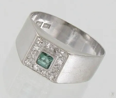 Kivisormus timanteilla 12xn.0.01ct, kivi viallinen, koko 17, 750br valkokulta, paino 3,5g Paino: 3,5 g
