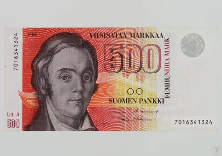 Suomen Pankin seteli, 500 markkaa, Litt. A, 1986, sarjanumero 7016341324