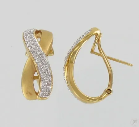 Timanttikorvakorut 14xn.0.005ct, korkeus 20mm, 750 kelta- ja valkokulta, paino 6,7g Paino: 6,7 g