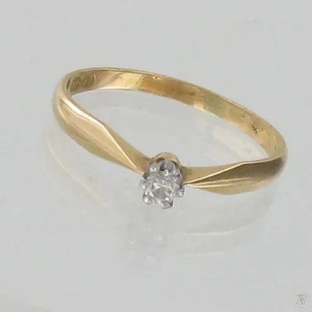 Timanttisormus 1xn.0.09ct, koko 18¼, 750, 1,8g Paino: 1,8 g