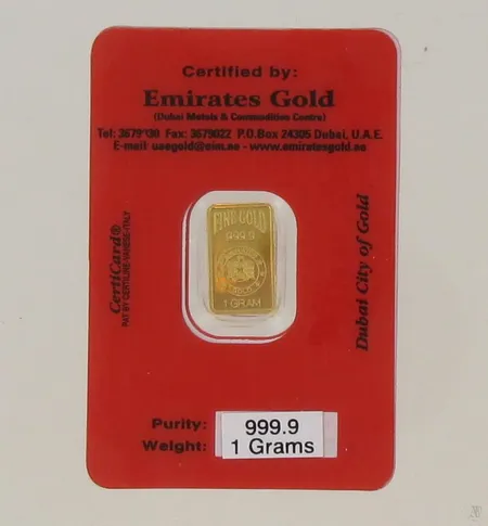 Kultaharkko, Emirates Gold, 999.9, paino 1g Paino: 1   g