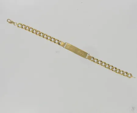 Laattaranneketju, käytön jälkiä, kaiverrettu, pituus 205mm, 750, paino 16,1g Paino: 16,1 g