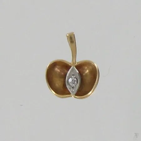 Timanttiriipus 1xn.0.02ct, korkeus 12mm, 750 kelta- ja valkokulta, paino 0,8g Paino: 0,8 g