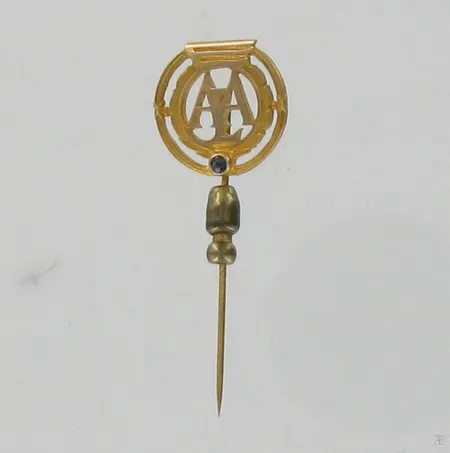 Sinisafiiririntamerkki AA-logolla, korkeus 45mm, 585br, paino 2,6g Paino: 2,6 g