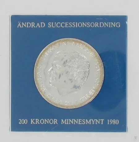 Juhlaraha Carl XVI Gustav 1980, nimellisarvo 200 kruunua, 925, paino 27,1g Paino: 27,1 g