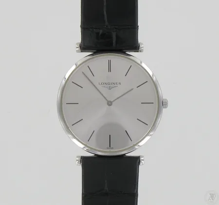 Miesten teräsrannekello Longines La Grande Classique, quartz, Longinesin nahkarannekkeella 230mm, taulun Ø 33mm