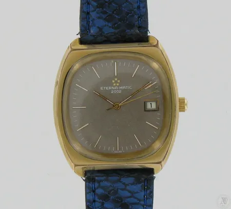 Miesten teräsrannekello Eterna-Matic 2002, nahkarannekkeella, automatic, taulun Ø 38mm
