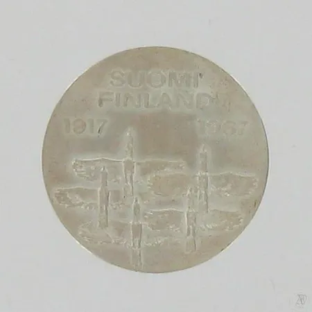 Juhlaraha Itsenäinen Suomi 50 vuotta 1967, 10 markkaa, 900, paino 24,2g Paino: 24,2 g