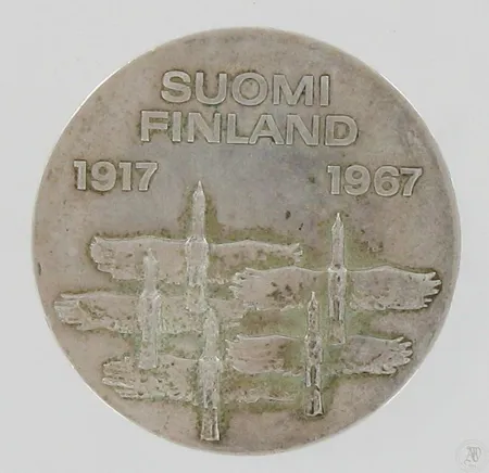 Juhlaraha, Itsenäinen Suomi 50 vuotta, 10mk, 900, paino 23,9g Paino: 23,9 g