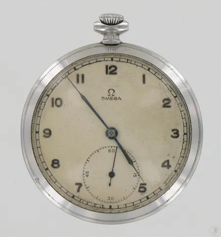 Viallinen taskukello Omega, kaiverrettu, mekaaninen, taulun halkaisia 48mm
