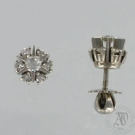 Timanttikorvakorut 2xn.0.15ct 12xn.0.03ct, Ø 8,5mm, 585 valkokulta, paino 6,7g Paino: 6,7 g