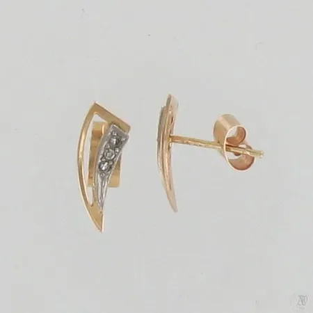 Timanttikorvakorut 6xn.0.005ct, korkeus 15mm, 585 kelta- ja valkokulta, paino 1,1g Paino: 1,1 g