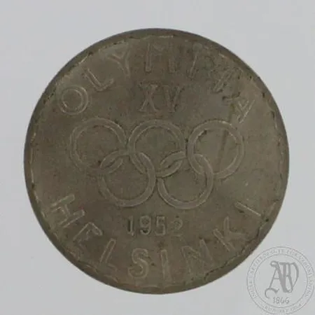 Hopearaha, Olympialaiset 1952, nimellisarvo 500mk, 500, paino 11,6g Paino: 11,6 g