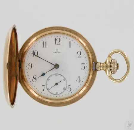 Kultataskukello Omega Grand Prix Paris 1900, 3815195, käytön jälkiä, välikuori kultaa, 585br, paino 106,6g Paino: 106,6 g