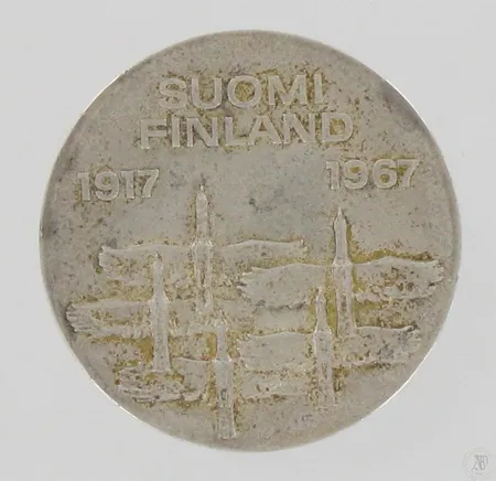 Juhlaraha, Itsenäinen Suomi 50 vuotta, 10mk, 900, paino 24,0g Paino: 24   g