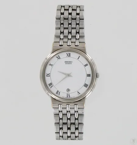 Teräsrannekello Seiko, quartz, 5Y39-2001, käytön jälkiä, taulun Ø 35mm, hihnan pituus 180mm