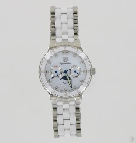 Teräs-keraaminen rannekello Olympia Star Sapphire, quartz:paristo loppunut, taulun Ø 40mm, hihnan pituus 190mm