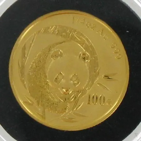 Kultaraha 100 Yuania, "kaunis kultapanda" vuodelta 2003, 999, paino 7,78g Paino: 7,7 g