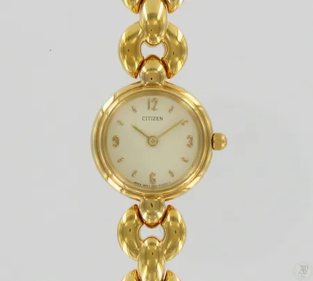 Rannekello Citizen quartz, metallirannekkeella, Ø 21mm, paristo loppu.
