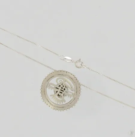 Kivikaulakoru, ketjun pituus 41,5cm, riipuksen halkaisija 25mm, Aurinkolintu, design Mikko Kuustonen, 925br, paino 7,6g Paino: 7,6 g