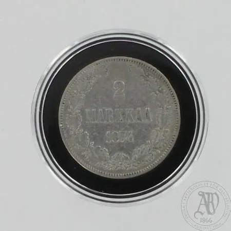 Hopearaha, 2 markkaa 1874, 868, paino 10,1g Paino: 10,1 g