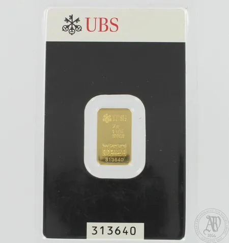 Kultaharkko UBS, 313640, 999,9, paino 2,0g Paino: 2   g