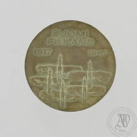 Juhlaraha Itsenäinen Suomi 50 vuotta 1967, nimellisarvo 10 markkaa, 900, paino 24,0g Paino: 24   g