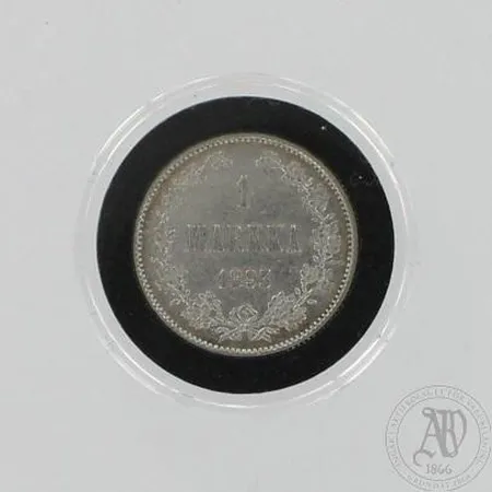 Hopearaha, 1 markka 1893, 868, paino 5,5g Paino: 5,5 g