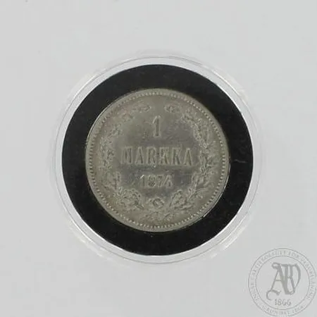 Hopearaha, 1 markka 1874, 868, paino 5,1g Paino: 5,1 g