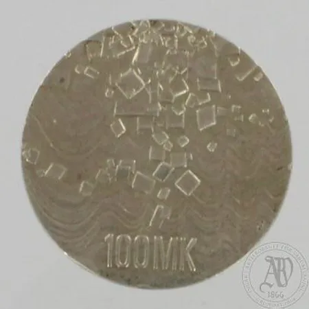 Juhlaraha Suomi-Finland 1917-1992, 100mk, 925, paino 24,0g Paino: 24   g