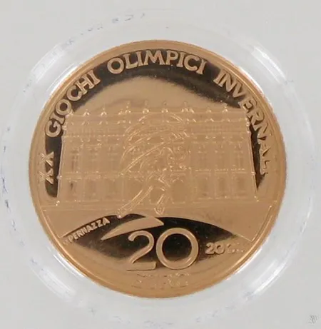 Kultaraha Torinon XX Talvi Olympialaiset 2006, 20 euroa, 900, paino 6,5g Paino: 6,5 g