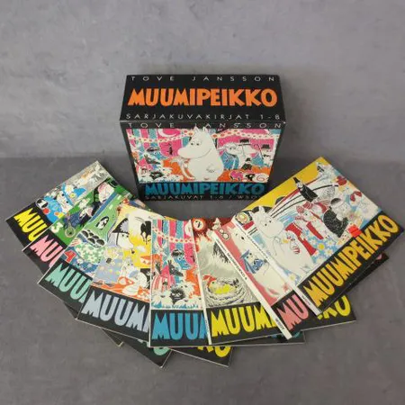 Muumipeikko sarjakuvakirjoja, Tove Jansson, osat 1, 3, 4, 5, 6, 7, 8 ja 9. Ota yhteys panttilainaamoon kuljetusmaksusta sopimiseksi.