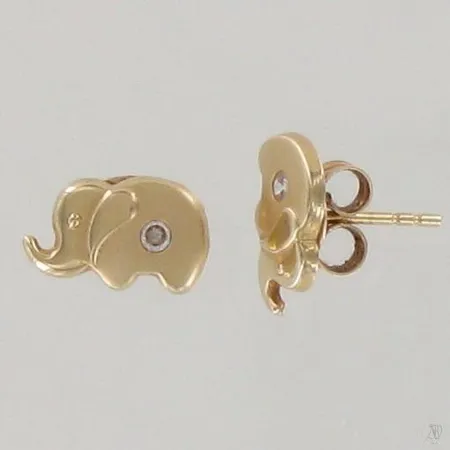 Norsu-korvakorut kivillä, korkeus 5mm, 585br, paino 0,4g Paino: 0,4 g