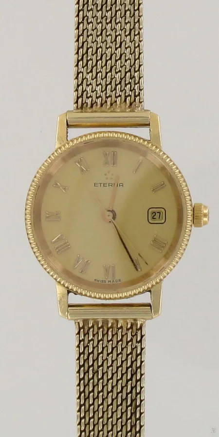Viallinen kultarannekello Eterna kultarannekkeella, quartz, 585br, paino 25,2g Paino: 25,2 g