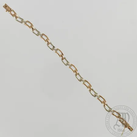Timanttirannekoru 14xn.0.001ct, pituus 185mm, 585 kelta- ja valkokulta, paino 16,7g Paino: 16,7 g